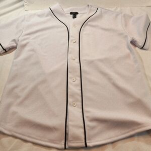 Forever 21 White Baseball Jersey with Black Trim Size Small